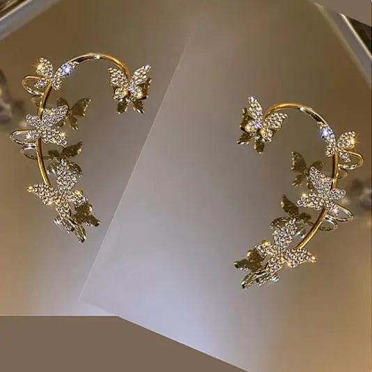 Korean Diamond Butterfly Ear Hook Clip