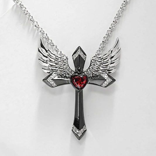 Classic Income Fashion Angel Wings Pendant Necklace Ladies Cross Guardian Jewelry Accessories Anniversary Party Banquet Gifts