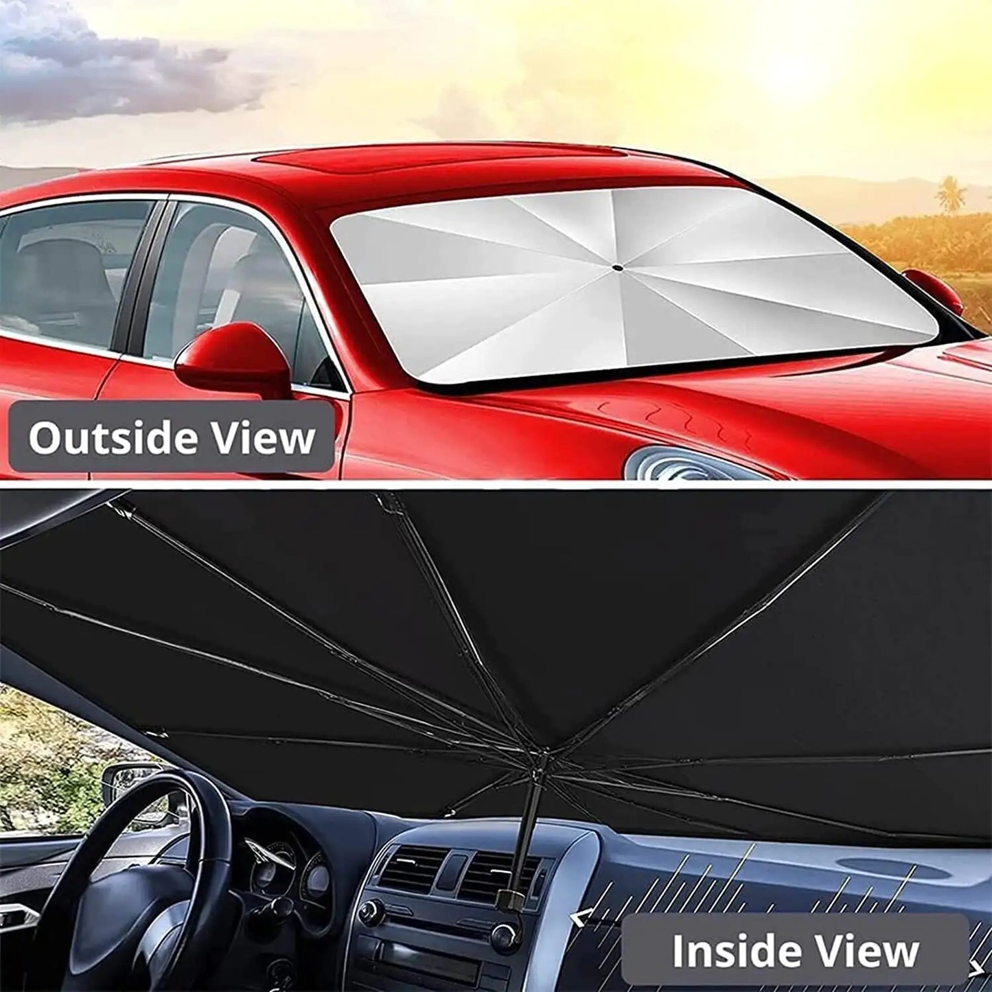 51" Car Windshield Sun Shade Foldable Umbrella Front Window Cover Visor Umbrella